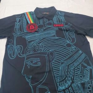 Coogi Men's Black Graphic Shirt 4XL Pharoah Egyptian